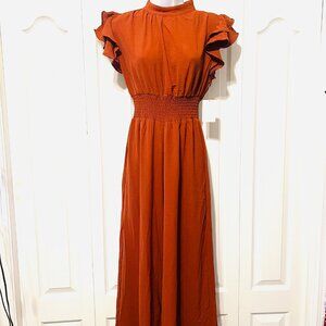 Pie in the sky-NWT-1 Piece Jumpsuit Small Short Ruffled Sleeves-Burnt Orange